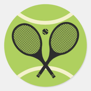 Modern Tennis Rackets Ball Classic Round Sticker
