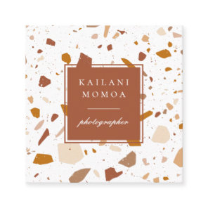 Modern Terra-cotta Terrazzo Pattern Square Business Card