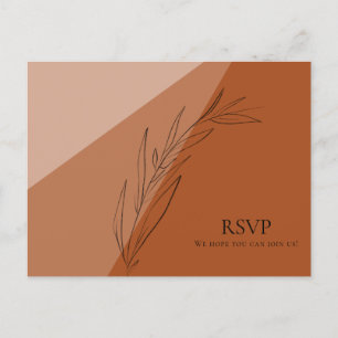 Modern Terra Cotta Wedding RSVP Invitation Postcard