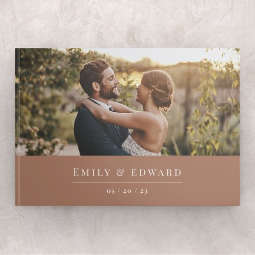 Modern Terracotta and Brown Wedding Photo Guest Book