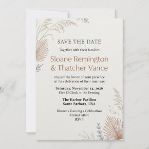 Modern Terracotta and Dried Pampas Grass Boho Invitation