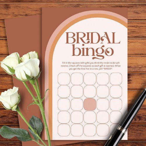 Modern Terracotta Arch bridal shower bingo game