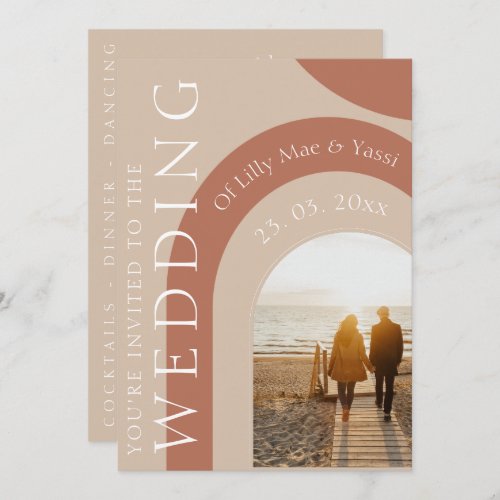 Modern Terracotta Arch Photo Wedding Invitation