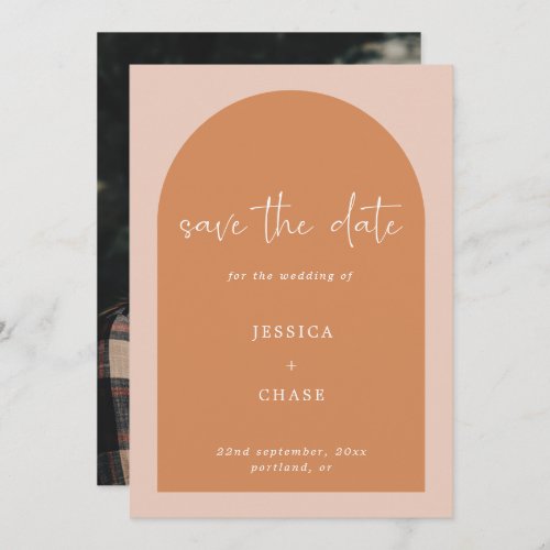 Modern Terracotta Arch Photo Wedding Save The Date