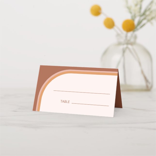 Modern Terracotta Arch Typography Place Card (Front)