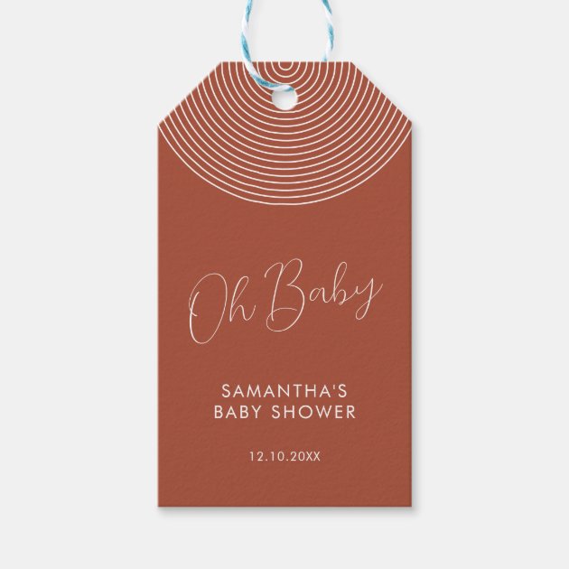 Modern terracotta Baby Shower Chic Script Gift Tags