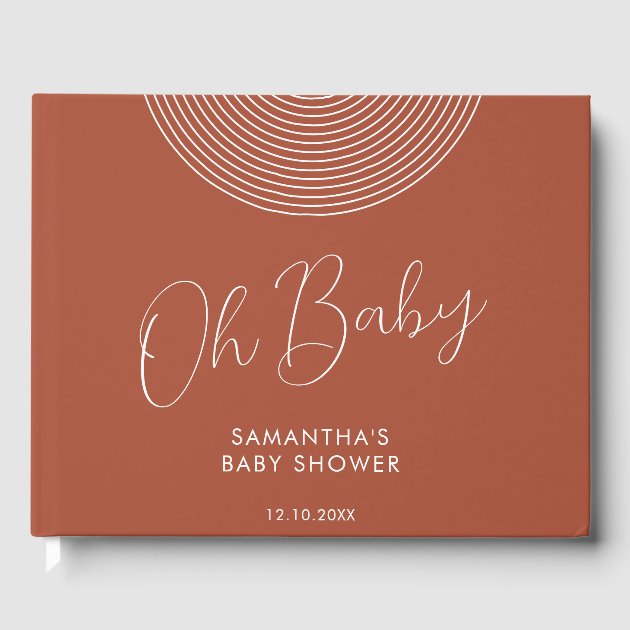 Modern terracotta Baby Shower geometric Guest Book