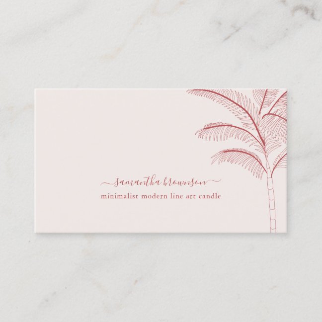 Modern Terracotta Beige Palm Tropic Line Art Business Card