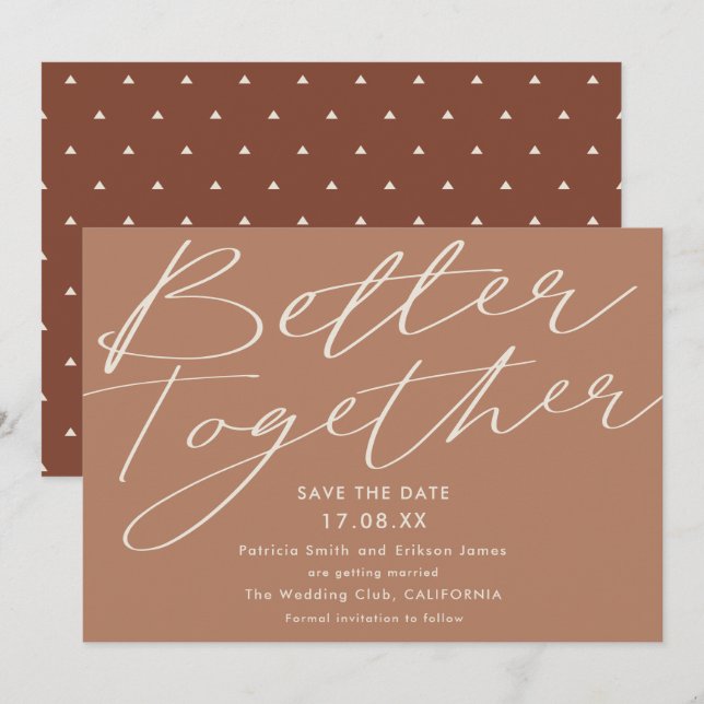 Modern terracotta better together save the date (Front/Back)
