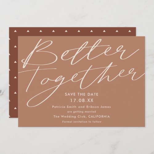 Modern terracotta better together save the date