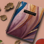 Modern terracotta blue glitter rose gold monogram planner<br><div class="desc">A sparkly,  abstract paint brush stroke in shades of gold,  terracotta,  pink,  peacock blue,  taupe and rose gold.,  elegant,  trendy,  custom name yearly planner.
Personalize with two lines of custom text.</div>