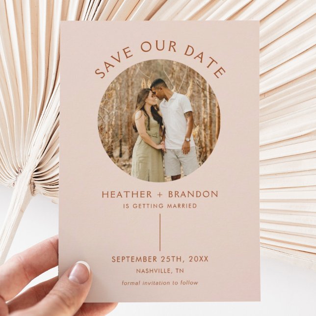 Modern Terracotta Blush Photo Save The Dates Invitation (Creator Uploaded)