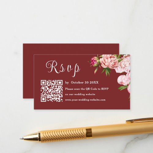 Modern Terracotta Blush Pink Rsvp Qr Code Wedding Enclosure Card