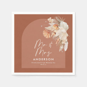 modern terracotta bohemian pampas grass Mr & Mrs Napkins