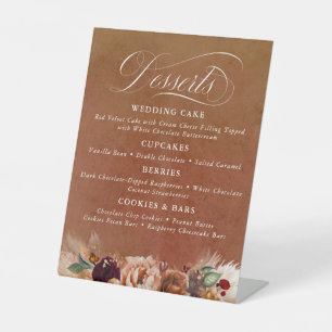Modern Terracotta Boho Desserts Bar Pedestal Sign
