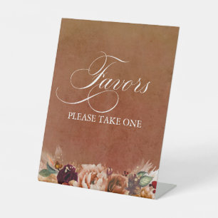 Modern Terracotta Boho Favors Pedestal Sign