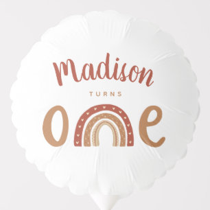 Modern Terracotta Boho Rainbow First Birthday Balloon