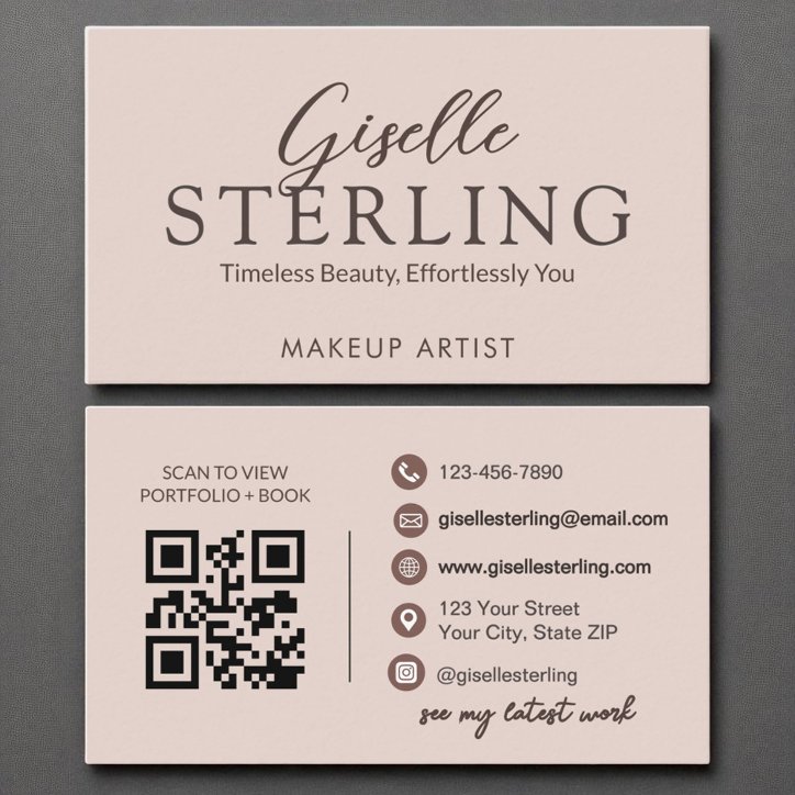 Modern Terracotta Boho Script Elegant QR Code Business Card