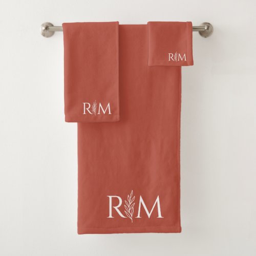 Modern Terracotta Botanical Monogram Initials