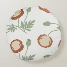 Modern Terracotta Botanical Poppy Round Throw