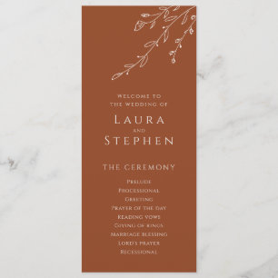 Modern Terracotta Botanical Wedding Programs