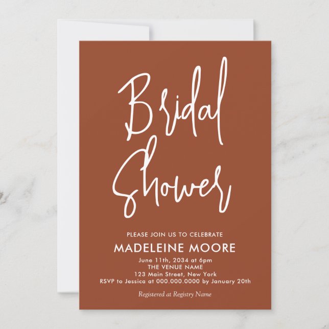 Modern Terracotta Bridal Shower Invitation (Front)