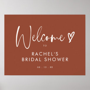 Modern Terracotta Bridal Shower Welcome Sign