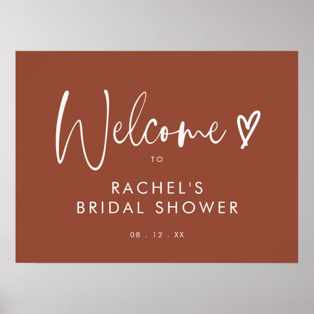 Modern Terracotta Bridal Shower Welcome Sign (Front)