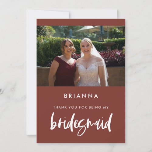 Modern terracotta Bridesmaid thank you card