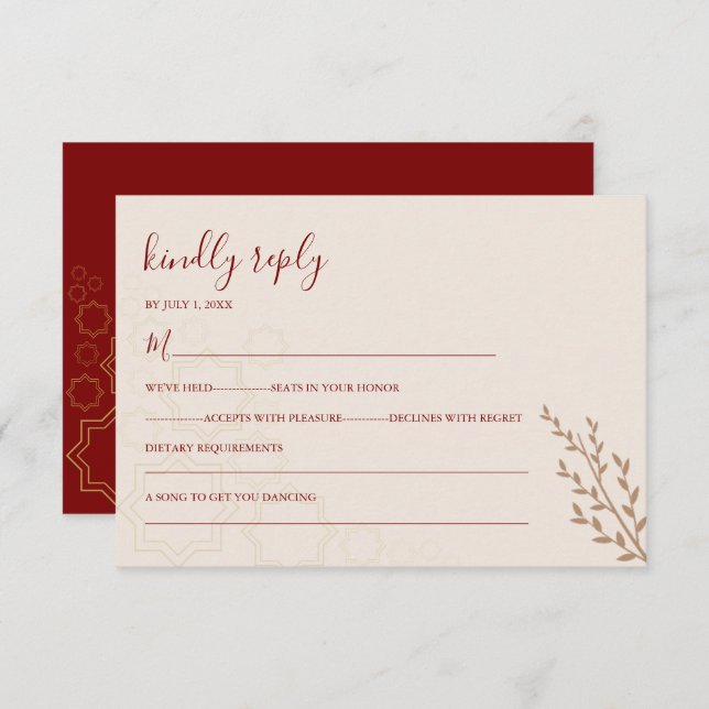 Modern Terracotta Burnt Orange Boho Wedding RSVP Card (Front/Back)