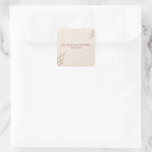 Modern Terracotta Burnt Orange Boho Wedding Square Sticker