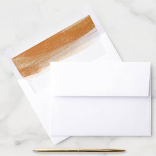 Modern Terracotta Burnt Rust Gold Foil Watercolor Envelope Liner
