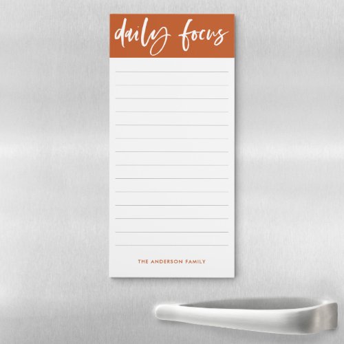 Modern Terracotta Calligraphy Daily Focus To Do Magnetic Notepad