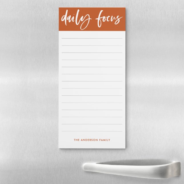 Modern Terracotta Calligraphy Daily Focus To Do Magnetic Notepad (In Situ)