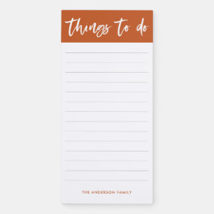 Modern Terracotta Calligraphy Script Things To Do  Magnetic Notepad