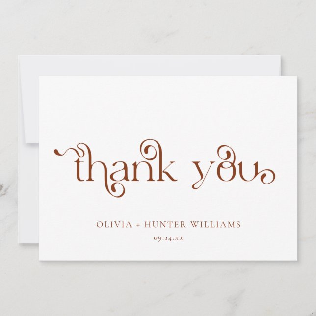 Modern Terracotta Calligraphy Thank You Card (Front)