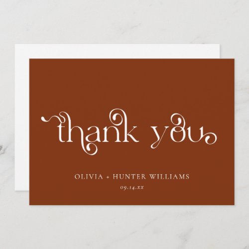 Modern Terracotta Calligraphy Thank You Card