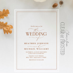 Modern Terracotta Calligraphy Wedding Acrylic Invitations