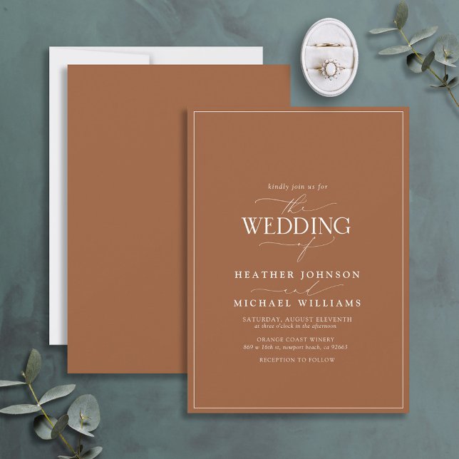 Modern Terracotta Calligraphy Wedding Invitation (Creator Uploaded)
