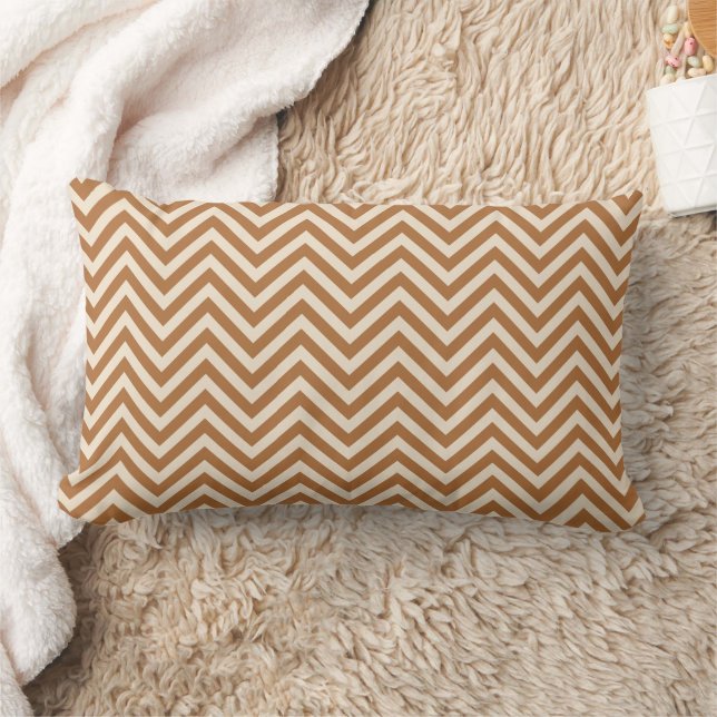 Modern Terracotta Chevron Herringbone Pattern Lumbar Pillow (Blanket)