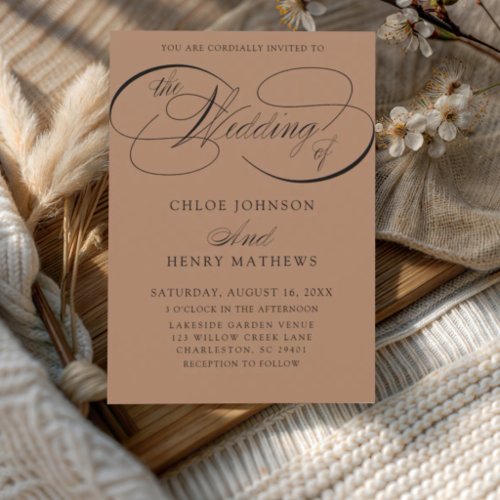 Modern Terracotta Classic Calligraphy Wedding Invitation