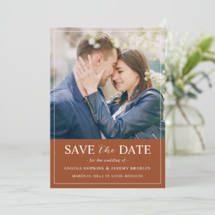 Modern Terracotta Color Simple Minimalist Photo Save The Date