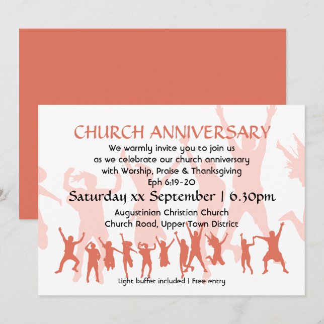 Modern Terracotta Custom CHURCH ANNIVERSARY Invitation (Front/Back)