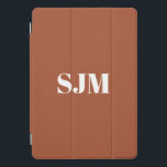 Modern terracotta custom monogram initials iPad pro cover<br><div class="desc">Minimalist Custom terracotta and white monogram initials name solid plain color modern elegant chic neutral personalized iPad Pro Cover</div>