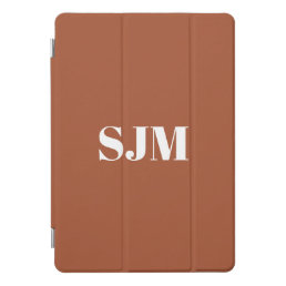 Modern terracotta custom monogram initials iPad pro cover