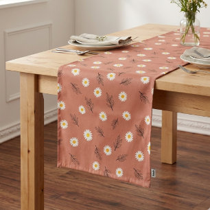 Modern Terracotta Daisy Scatter Table Runner