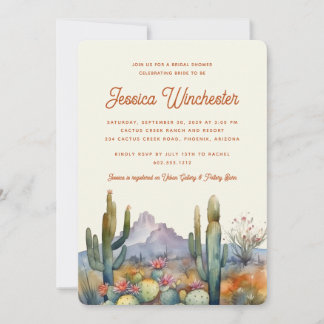 Modern Terracotta Desert Cactus Bridal Shower Invitation