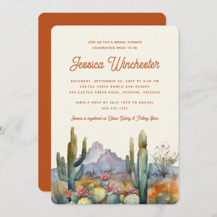 Modern Terracotta Desert Cactus Bridal Shower Invitation