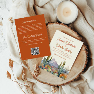 Modern Terracotta Desert Cactus Wedding Invitation