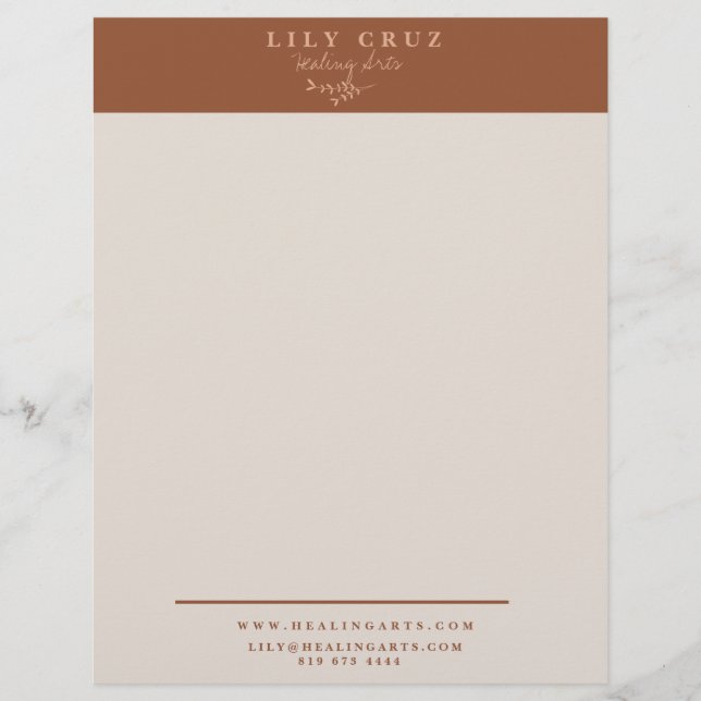 Modern TerraCotta Earth-Tone Personalized Letterhead (Front)